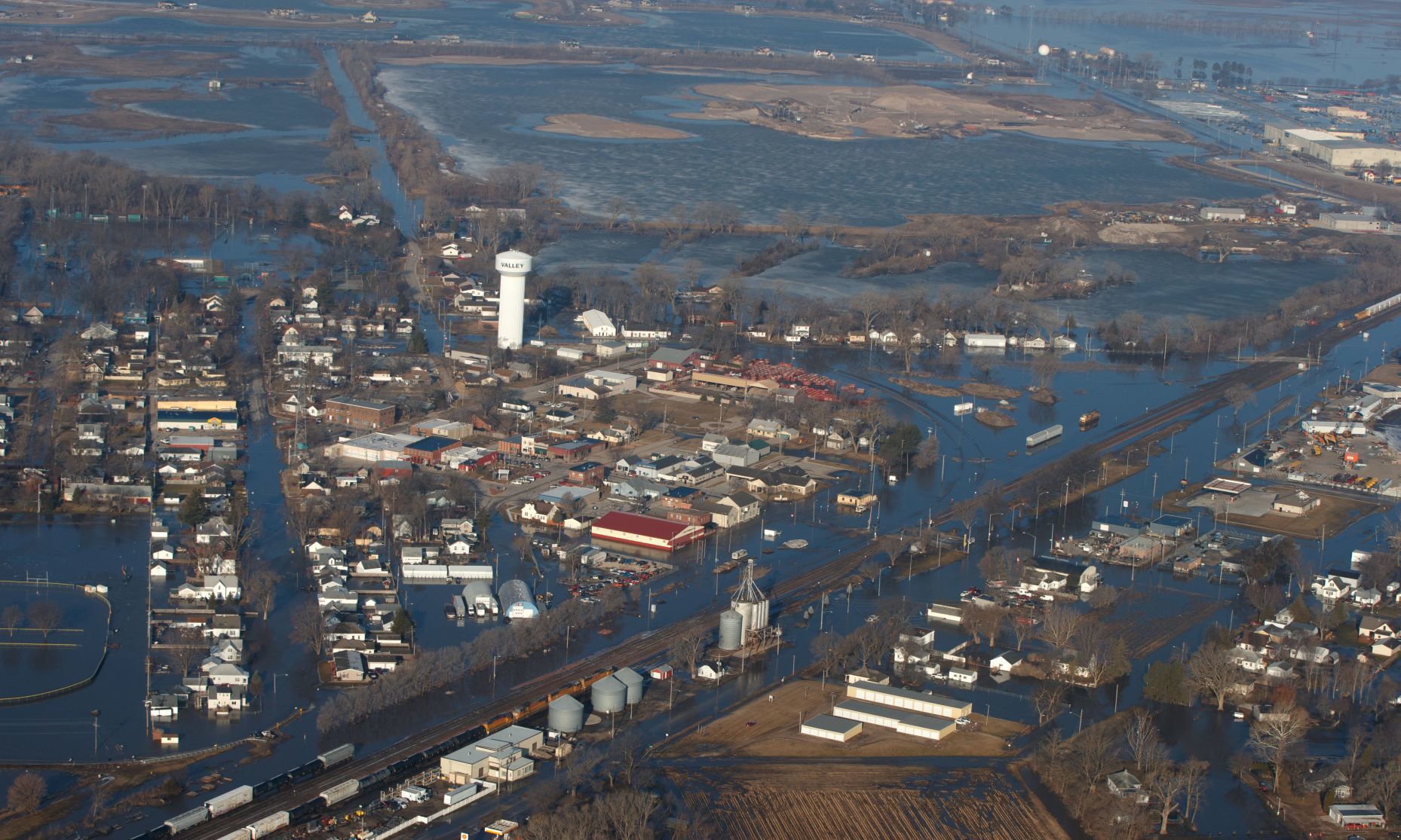 Valley is shown inundated by floodwaters on Sunday.